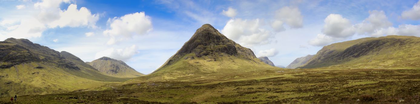 panoramic view of the dramatic glen coe pass in the scottish highlands