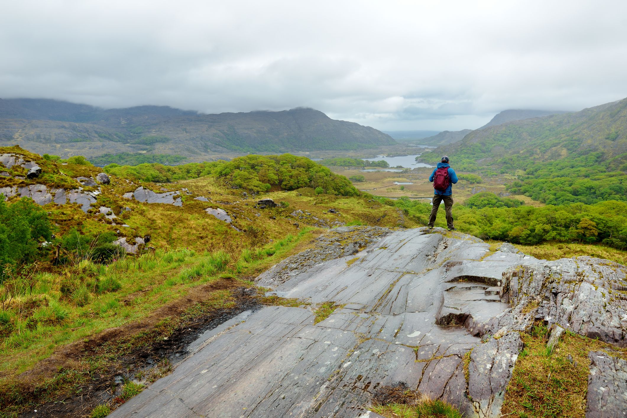 Hiker soaking up the Kerry Way views