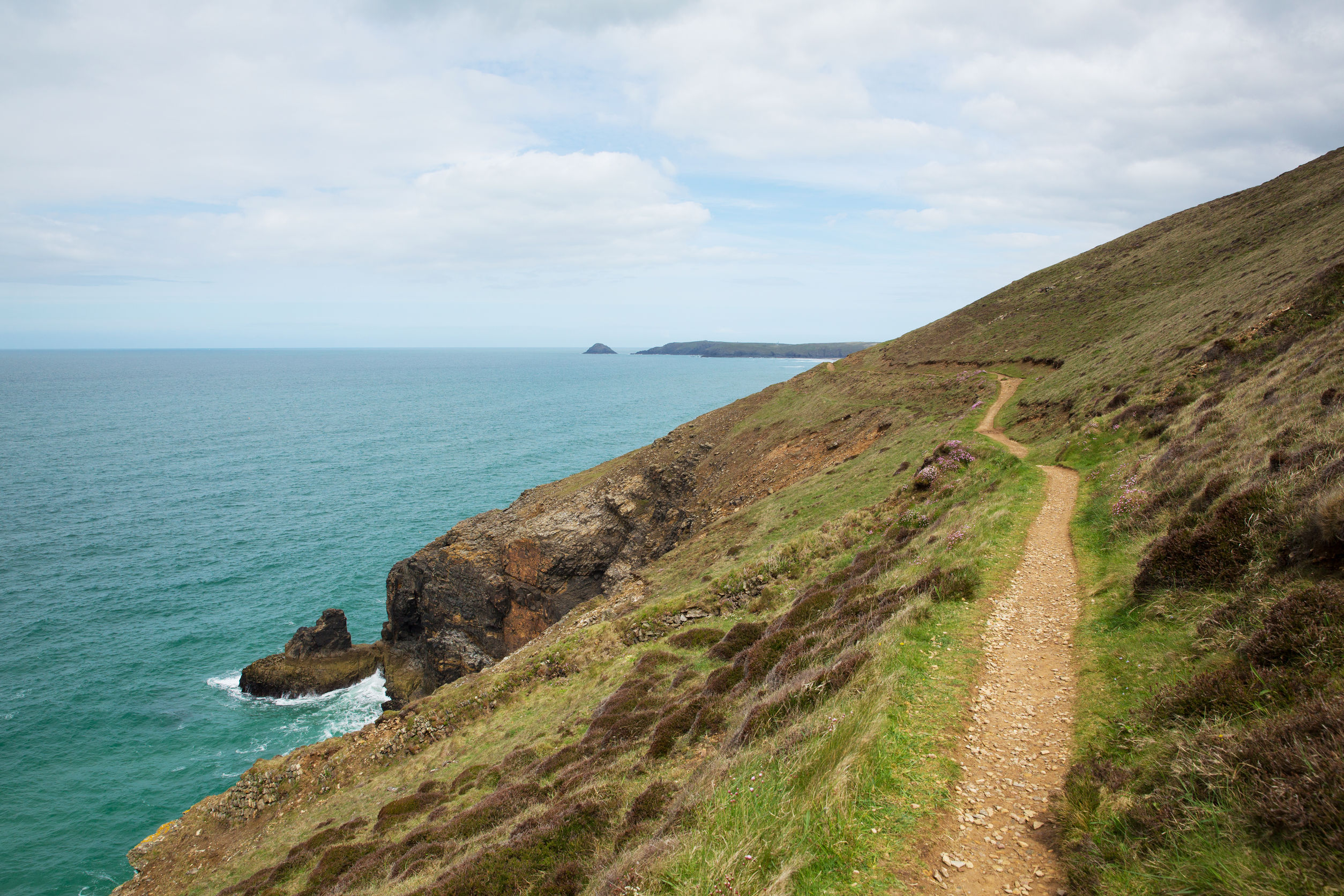 south west coast path south of perranporth north cornwall england uk