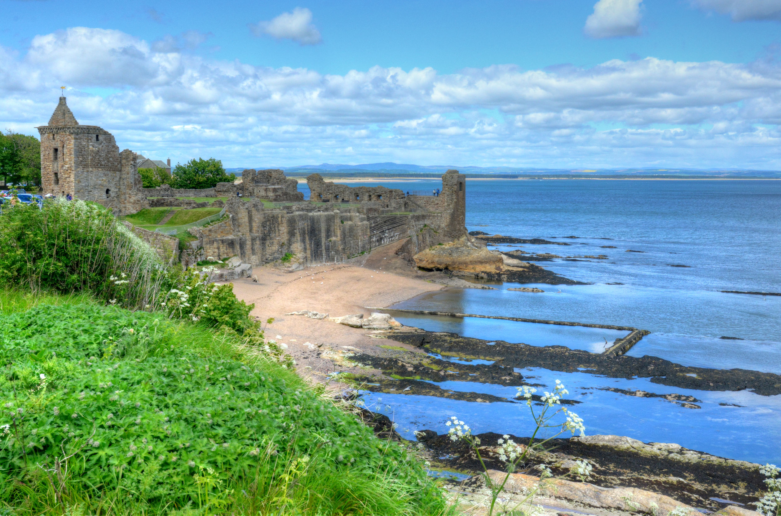 ruins of st. andrews castle in st. andrews, scotland.