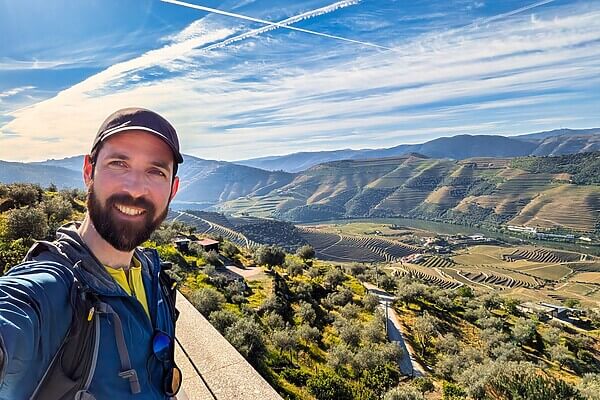 douro valley james hiker selfie great from miradouro overlooking valley pxl 20260402 090438032